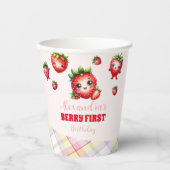 Aardbei Berry First Birthday Papieren Bekers (Voorkant)