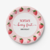 Aardbei Berry First Birthday Papieren Bordje (Voorkant)