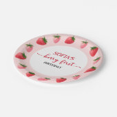 Aardbei Berry First Birthday Papieren Bordje (Gekanteld)