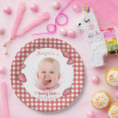 Aardbei Berry First Birthday Papieren Bordje (Feest)