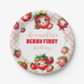 Aardbei Berry First Birthday Papieren Bordje (Voorkant)
