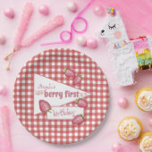 Aardbei Berry First Birthday Papieren Bordje (Feest)