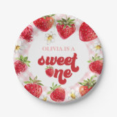 Aardbei Berry First Birthday Papieren Bordje (Voorkant)