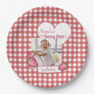 Aardbei Berry First Birthday Papieren Bordje
