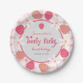 Aardbei Berry First Birthday Papieren Bordje (Voorkant)