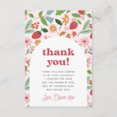 Aardbei Berry First Birthday Party Bedankkaart (Voorkant)