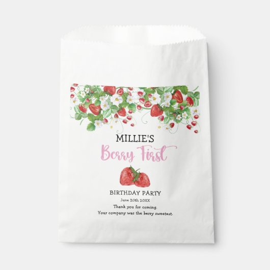 Aardbei Berry First Birthday Party Favor Bag Bedankzakje (Voorkant)