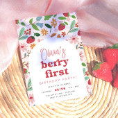 Aardbei Berry First Birthday Party Kaart