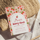 Aardbei Berry First Birthday Party Kaart