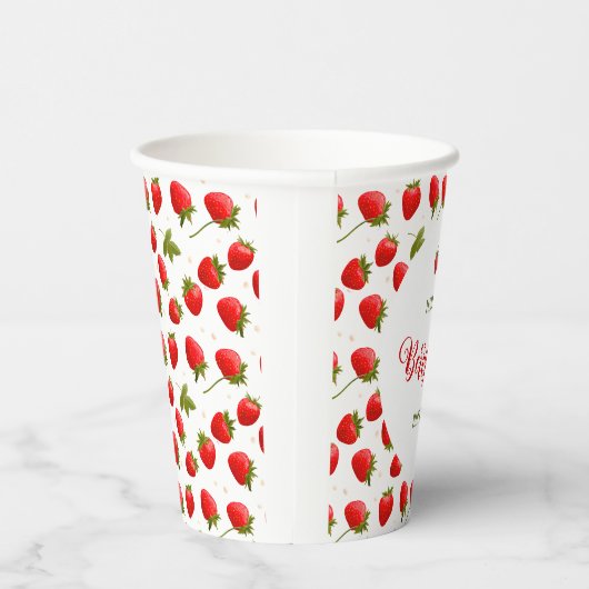 Aardbei Berry First Birthday Party Papieren Bekers (Rechts)