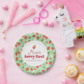 Aardbei Berry First Birthday Party Papieren Bordje (Feest)