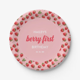 Aardbei Berry First Birthday Party Papieren Bordje