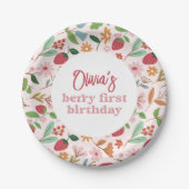 Aardbei Berry First Birthday Party Papieren Bordje (Voorkant)