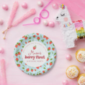 Aardbei Berry First Birthday Party Papieren Bordje (Feest)
