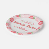 Aardbei Berry First Birthday Party Papieren Bordje (Gekanteld)