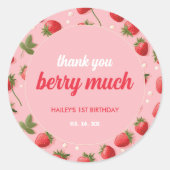 Aardbei Berry First Birthday Party Ronde Sticker (Voorkant)