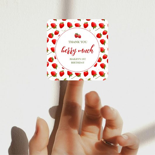 Aardbei Berry First Birthday Party Ronde Sticker