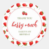 Aardbei Berry First Birthday Party Ronde Sticker (Voorkant)