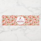 Aardbei Berry First Birthday Party Waterfles Etiket (Enkel label)