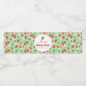 Aardbei Berry First Birthday Party Waterfles Etiket (Enkel label)