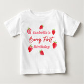 Aardbei Berry First Birthday Red en Roze (Voorkant)