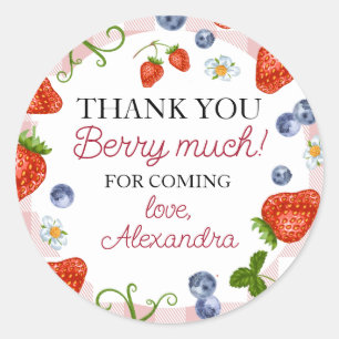 Aardbei Berry First Birthday Ronde Sticker