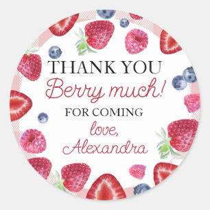 Aardbei Berry First Birthday Ronde Sticker