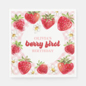 Aardbei Berry First Birthday Servet (Voorkant)