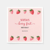 Aardbei Berry First Birthday Servet (Voorkant)