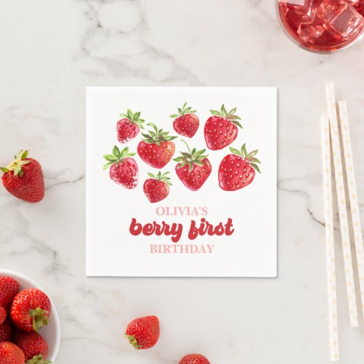 Aardbei Berry First Birthday Servet (Insitu)