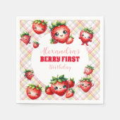 Aardbei Berry First Birthday Servet (Voorkant)