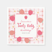 Aardbei Berry First Birthday Servet (Voorkant)