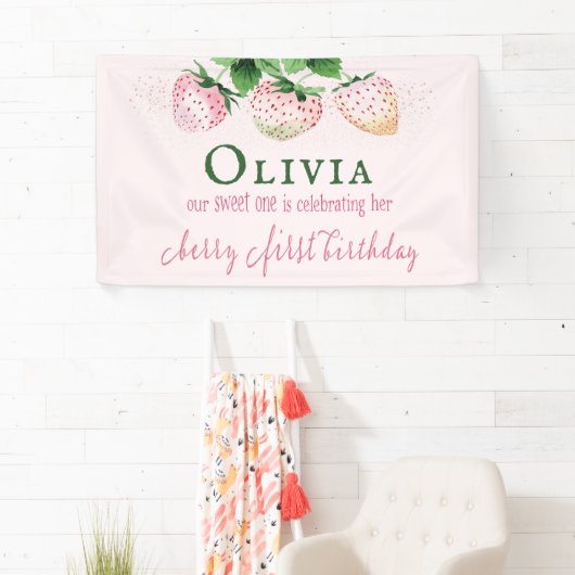 Aardbei Berry First Birthday Spandoek (Insitu)