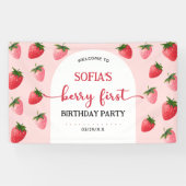 Aardbei Berry First Birthday Spandoek (Horizontaal)