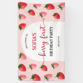 Aardbei Berry First Birthday Spandoek (Verticaal)
