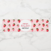 Aardbei Berry First Birthday Waterfles Etiket (Enkel label)