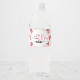 Aardbei Berry First Birthday Waterfles Etiket