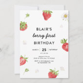 Aardbei Berry First Girl 1e verjaardag Kaart (Voorkant)