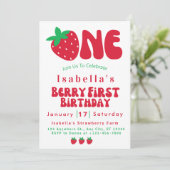 Aardbei Berry First Girl 1e verjaardag Kaart (Staand voorkant)