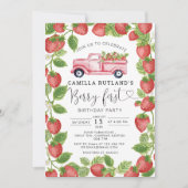 Aardbei Berry First Girl 1e verjaardag Kaart (Voorkant)