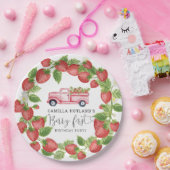 Aardbei Berry First Girl 1e verjaardag Papieren Bordje (Feest)