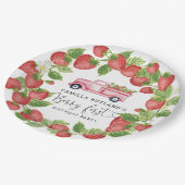 Aardbei Berry First Girl 1e verjaardag Papieren Bordje (Gekanteld)