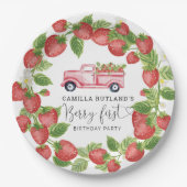 Aardbei Berry First Girl 1e verjaardag Papieren Bordje (Voorkant)