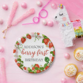 Aardbei Berry First Girl 1e verjaardag Papieren Bordje (Feest)