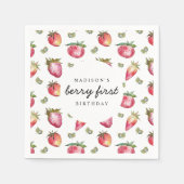 Aardbei Berry First Girl 1e verjaardag Servet (Voorkant)