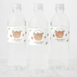 Aardbei Berry First Girl 1e verjaardag Waterfles Etiket