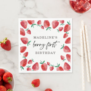 Aardbei Berry First Girl 1ste verjaardag Napkins Servet