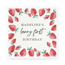Aardbei Berry First Girl 1ste verjaardag Napkins