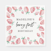 Aardbei Berry First Girl 1ste verjaardag Napkins Servet (Voorkant)