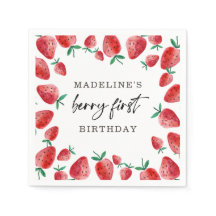 Aardbei Berry First Girl 1ste verjaardag Napkins